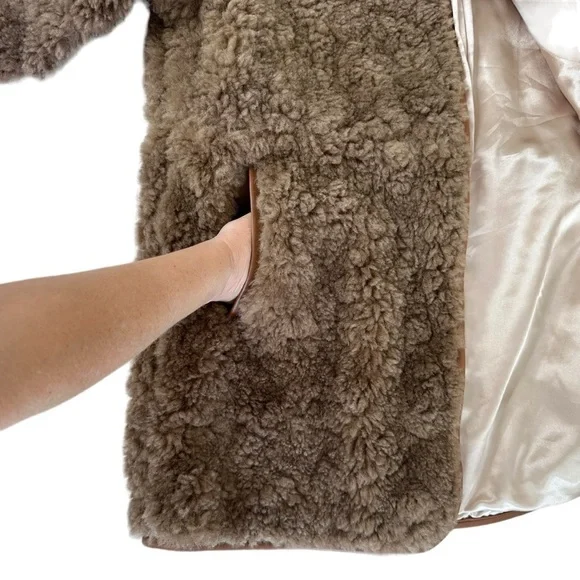 NWOT J. Crew Collarless jacket recycled sherpa brown teddy bear plush coat fuzzy - Picture 5 of 16